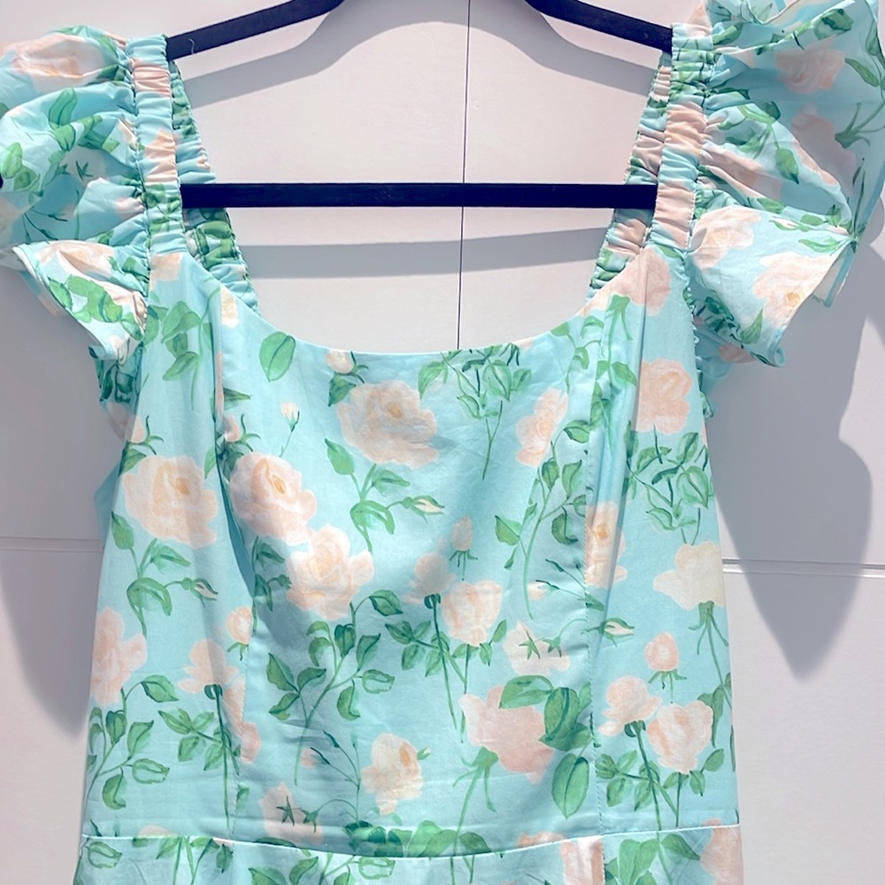 Hill House Daphne Dress | Blue Peony Floral Cotton Midi | Size Small - Picture 6 of 6